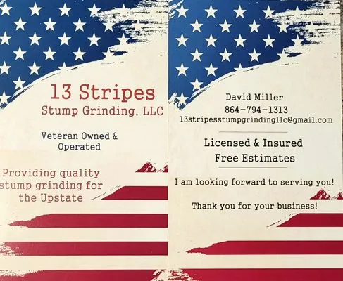 13 Stripes Stump Grinding Logo