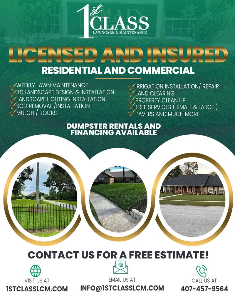 Professional lawn care service in Winter Park, FL - 1st Class Lawn Care & Maintenance