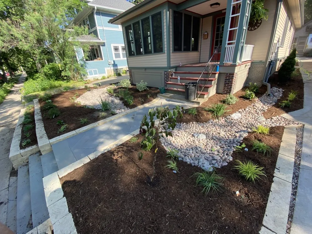 Top-rated garden landscaping with custom design in Madison, WI by 4 Corners Hardscapes