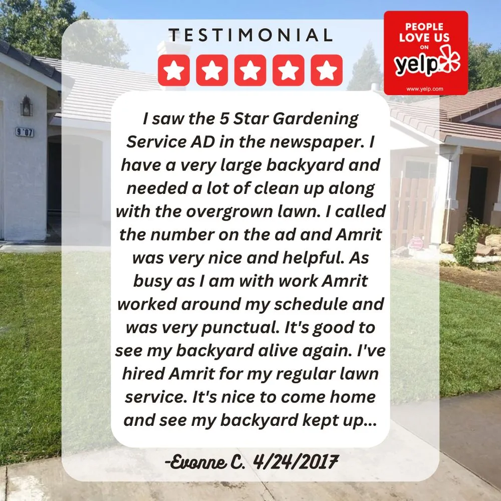 Trusted yard maintenance in Elk Grove, CA - 5 Star Gardening
