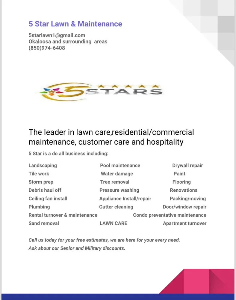 Professional lawn mowing service near you in Freeport, FL by 5 star lawn and maintenance