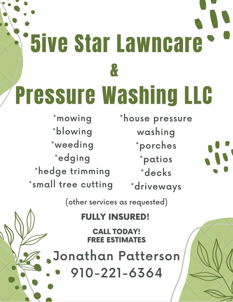 Affordable lawn mowing service near you in Fayetteville, NC by 5ive Star Lawncare & Pressure Washing