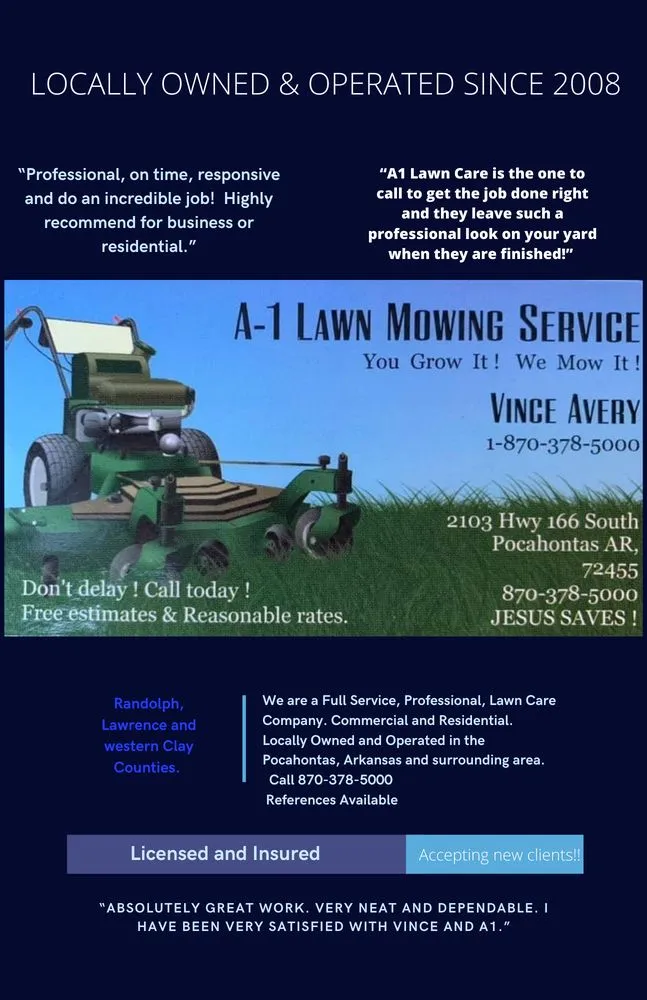 Professional residential landscaping experts serving Pocahontas, AR - A - 1 Lawn Care