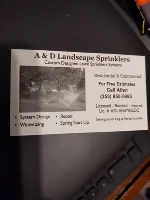 A & D Landscape Sprinklers Logo