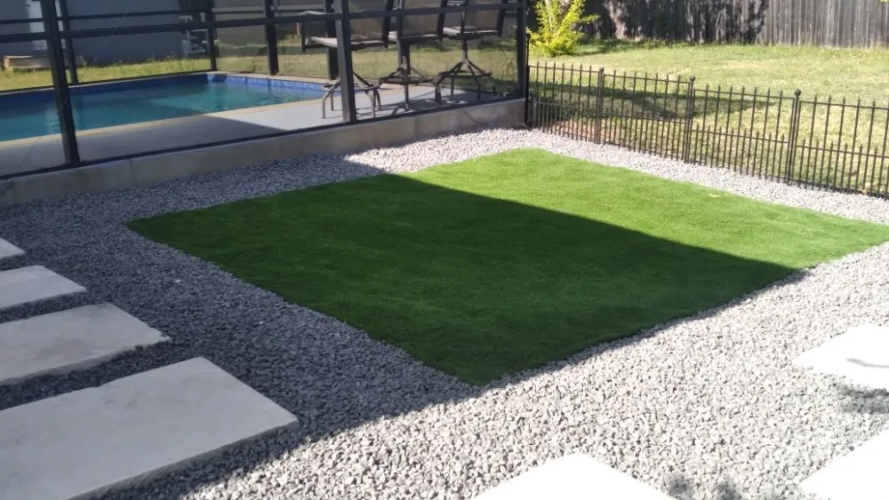 Custom landscape installation with custom design in Liberty Hill, TX by A-Allen Tree and Landscaping Services