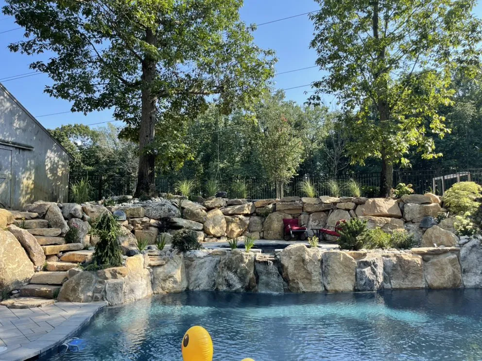 Custom outdoor landscaping with custom design in Jamesburg, NJ by A Cut Above Landscaping