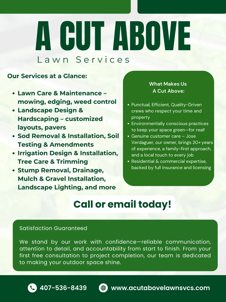 Professional landscape installation for homes in Clermont, FL by A Cut Above Lawn Services