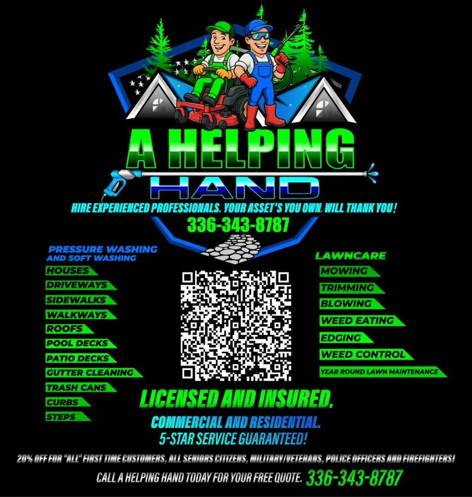 Affordable lawn care service in Burlington, NC by A Helping Hand Pressure Washing and Lawn Care Services.