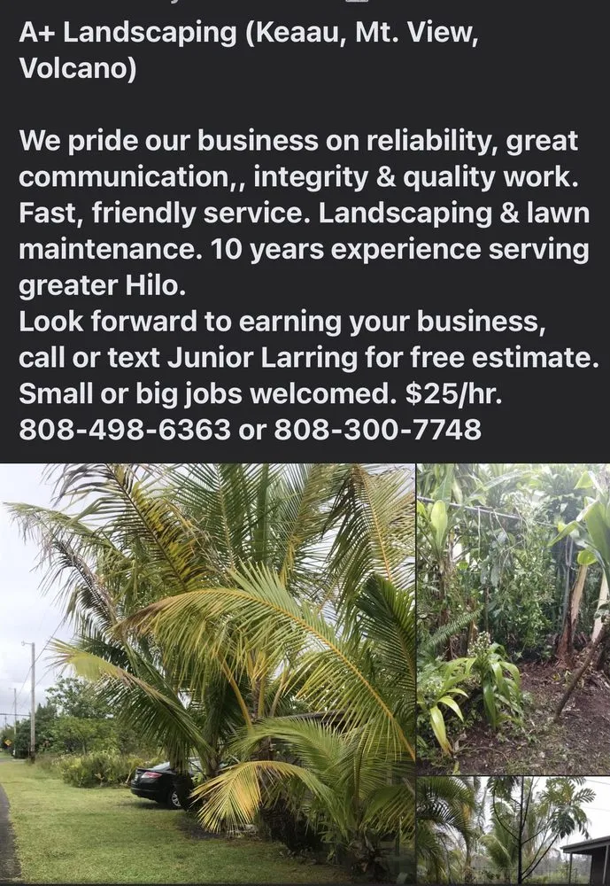 Expert lawn care service for beautiful yards across Keaau, HI - A+ Landscaping