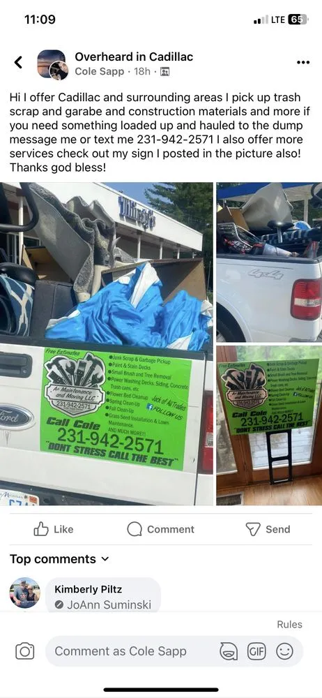 Trusted yard cleanup service in Cadillac, MI - A+ Maintenance and Moving