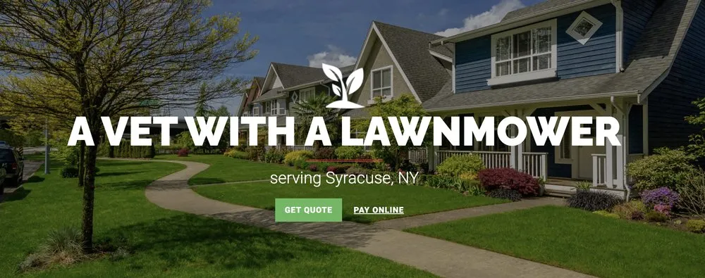 Affordable landscape installation in Syracuse, NY - A vet with a lawnmower