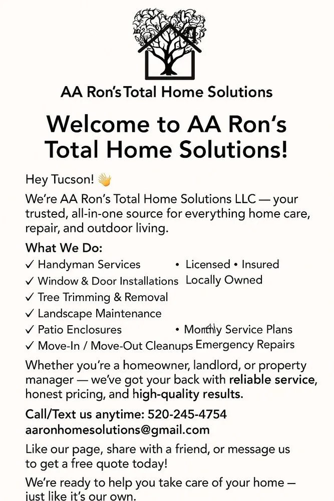 Professional yard maintenance for homes across Tucson, AZ - AA Ron's Total Home Solutions