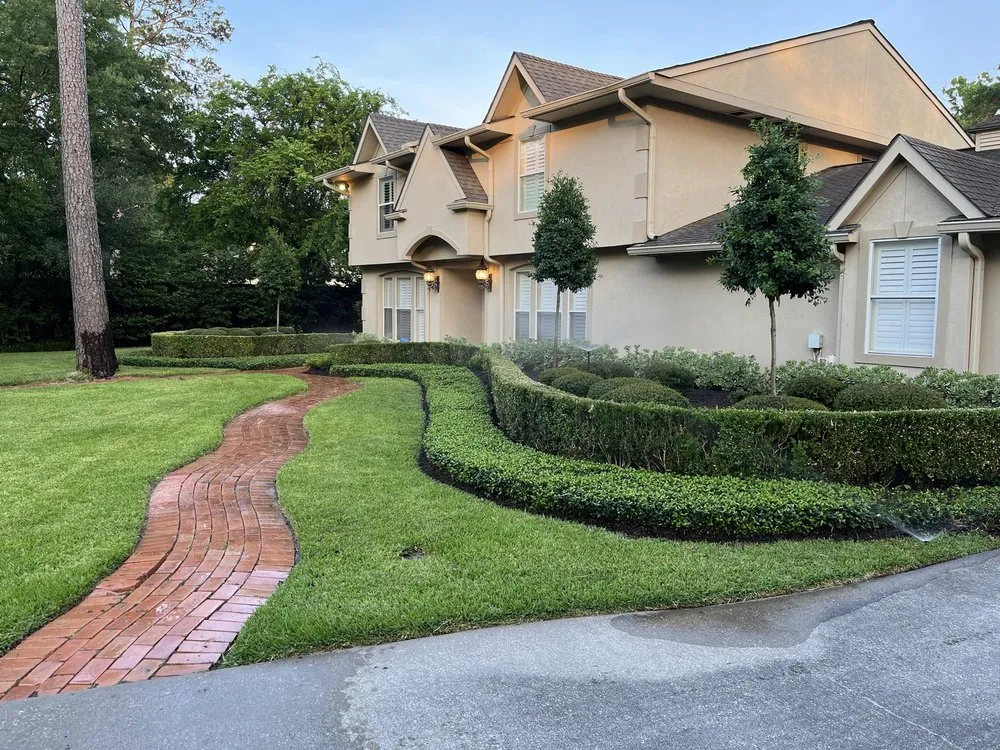 Expert lawn mowing service with custom design in Houston, TX by Adans Lawn Care