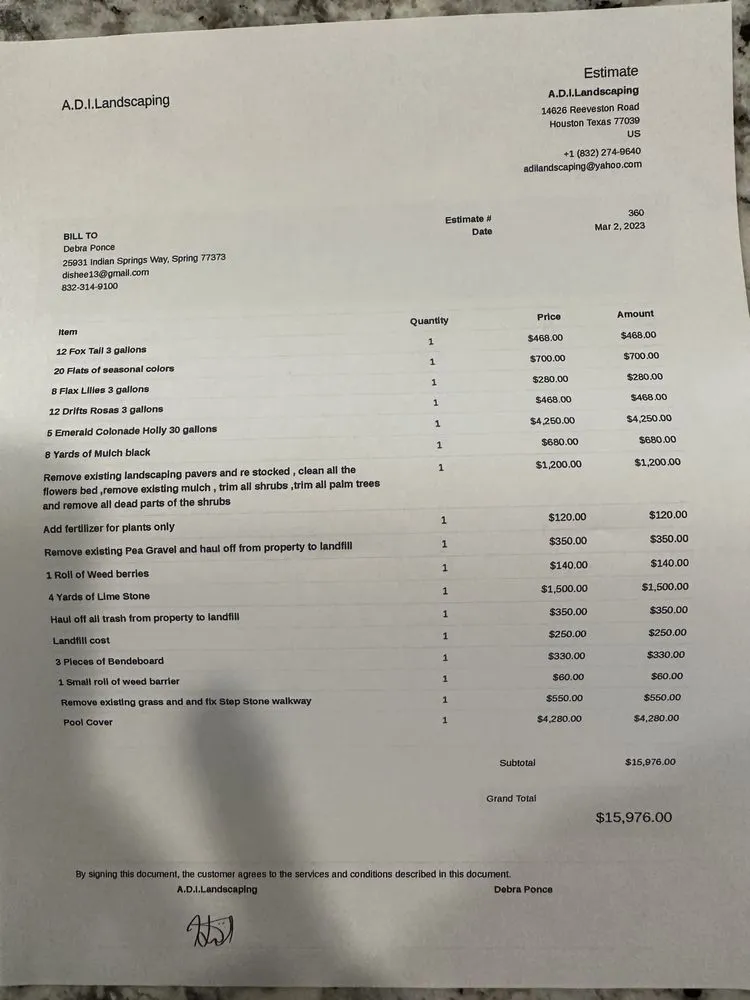 Reliable landscaping services experts serving Houston, TX - A.D.I Landscaping & Tree Service