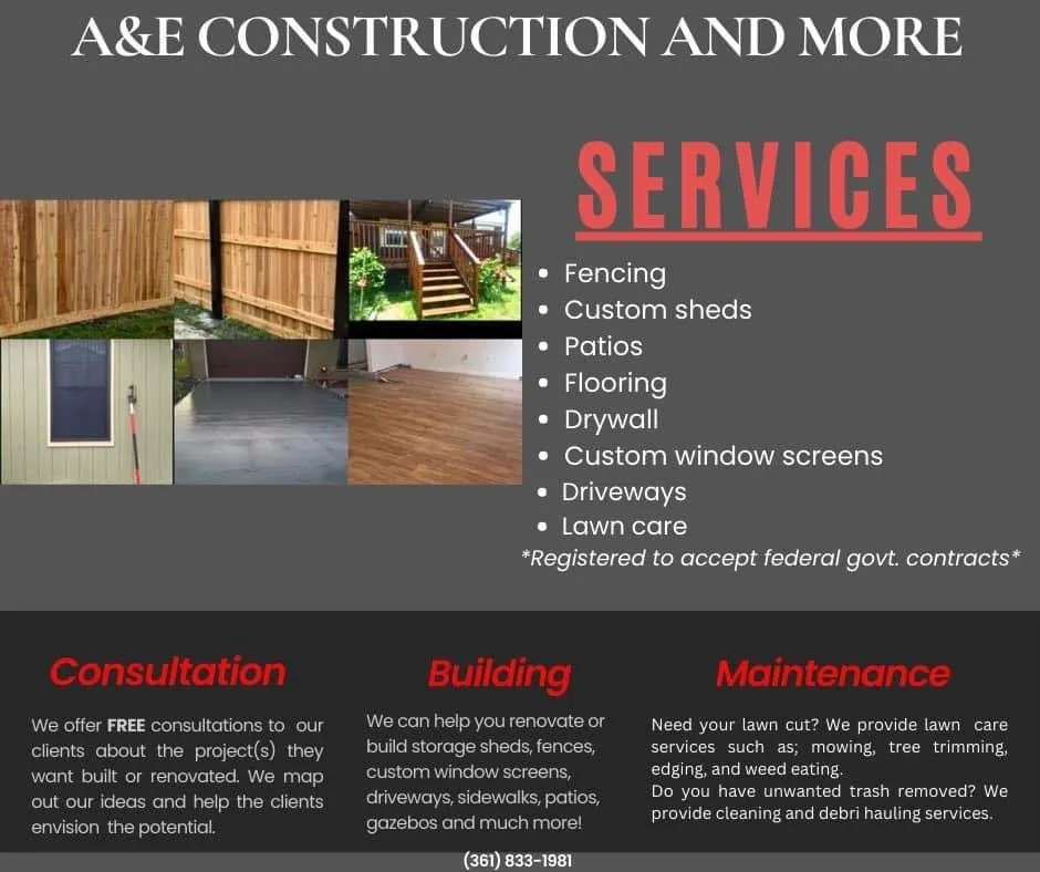 Reliable lawn care service in Corpus Christi, TX by A&E Construction and More