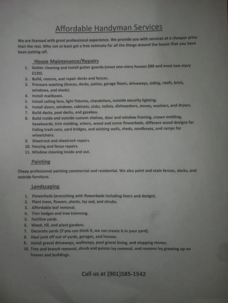 Expert yard maintenance for year-round maintenance across Memphis, TN - Affordable Handyman Services