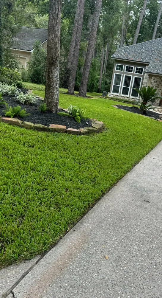 Affordable yard cleanup service with custom design in The Woodlands, TX by Aguilar Lawn Service & Landscaping