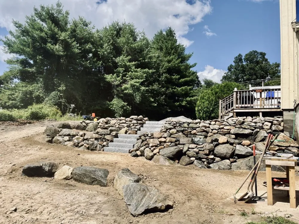 Custom outdoor landscaping in North Berwick, ME by Ajna Stonescapes