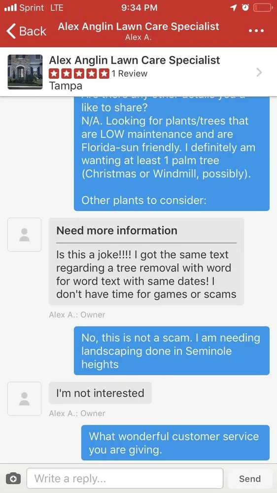 Expert yard maintenance in Tampa, FL by Alex Anglin Lawn Care Specialist