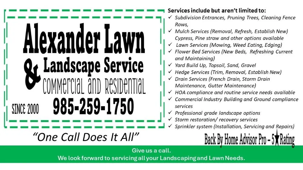 Local yard cleanup service experts serving Bogalusa, LA - Alexander Lawn and Landscaping Service