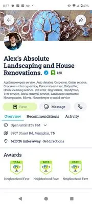 Alex's Absolute Landscaping and House Renovations Logo