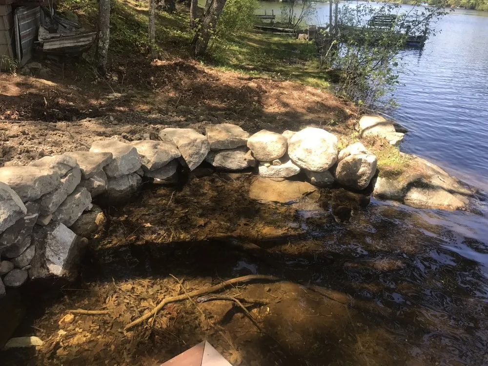 Custom residential landscaping in Barrington, NH by All American Stonework by Silver