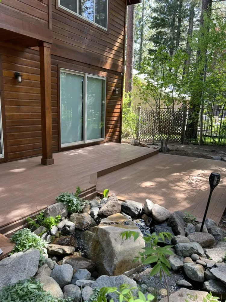 Custom outdoor landscaping with custom design across South Lake Tahoe, CA - All Exclusive Construction