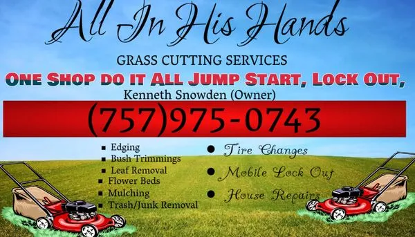 ALL IN HIS HANDS LAWN CARE Logo
