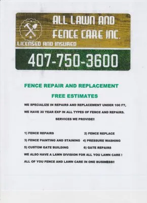 ALL LAWN AND FENCE CARE Logo