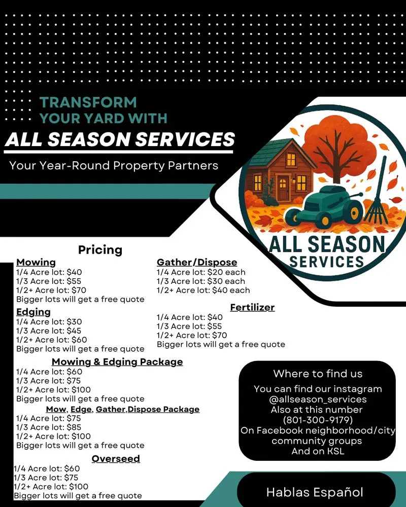 Top-rated lawn mowing service for year-round maintenance in Riverton, UT by All Season Services