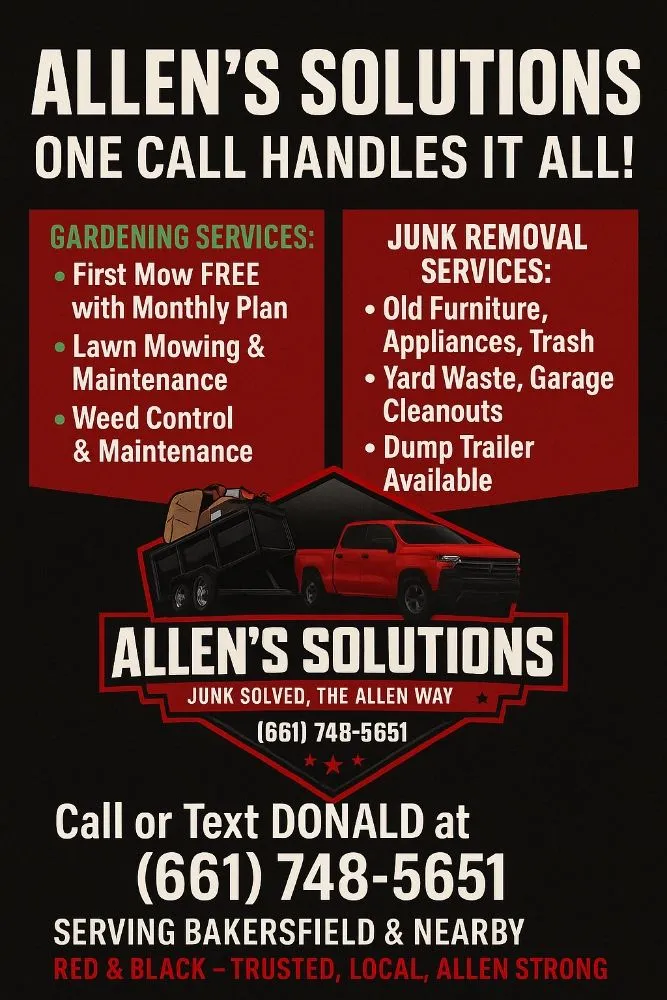 Professional yard cleanup service near you across Bakersfield, CA - Allen's Solutions