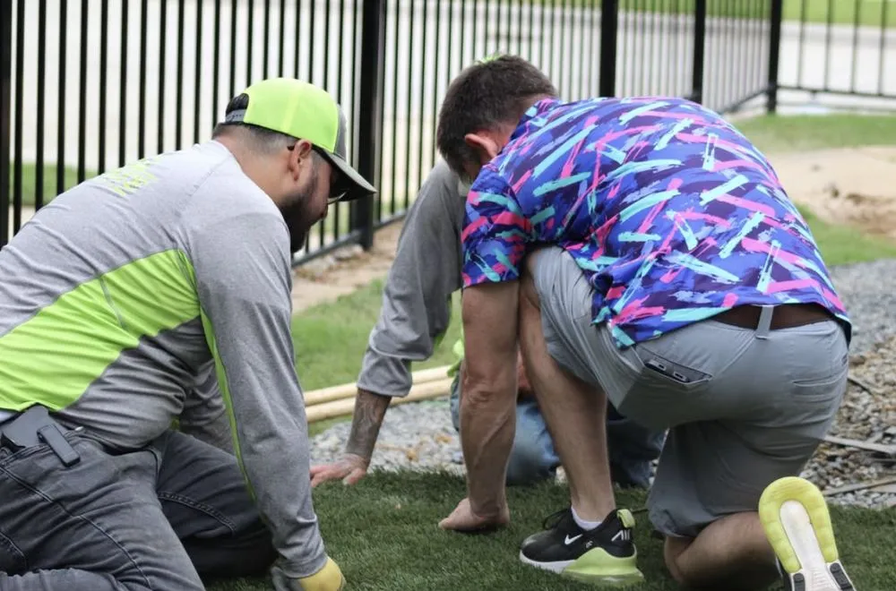 Professional yard cleanup service for year-round maintenance in Lewisville, TX by Allstate Landscape