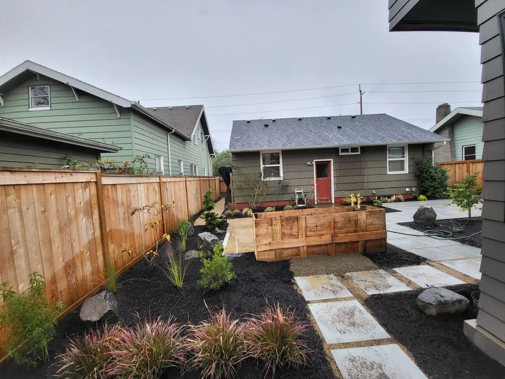Custom landscape installation in Portland, OR by Aloes Landscape And Maintenance