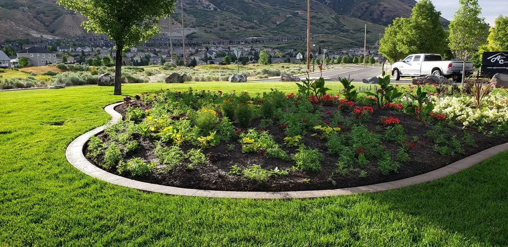 Custom garden landscaping with custom design across Pleasant Grove, UT - Alpine Curbing