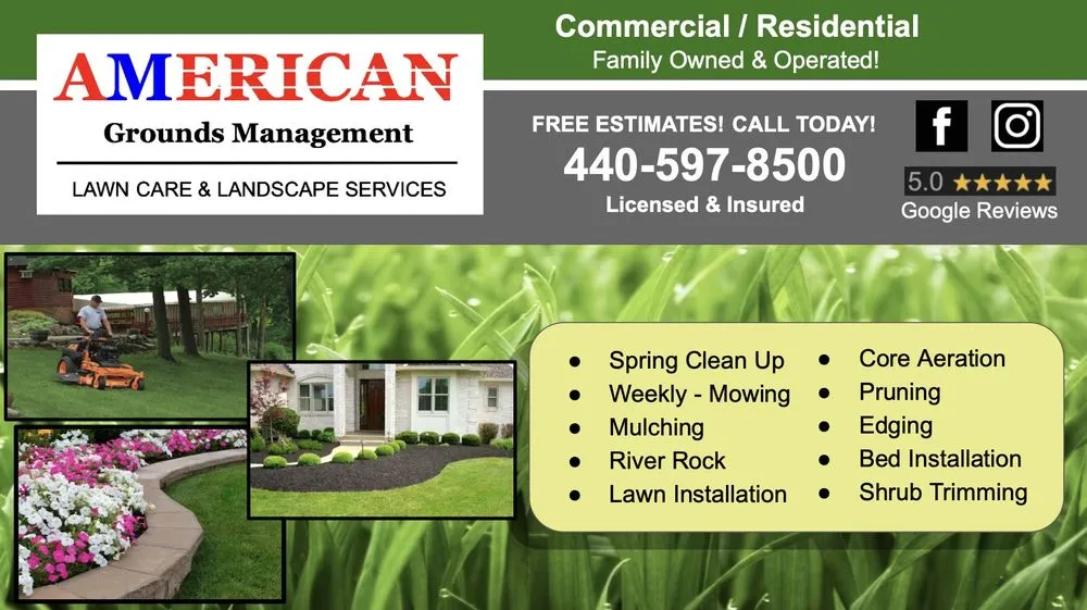 Top-rated lawn mowing service in Amherst, OH by American Grounds Management