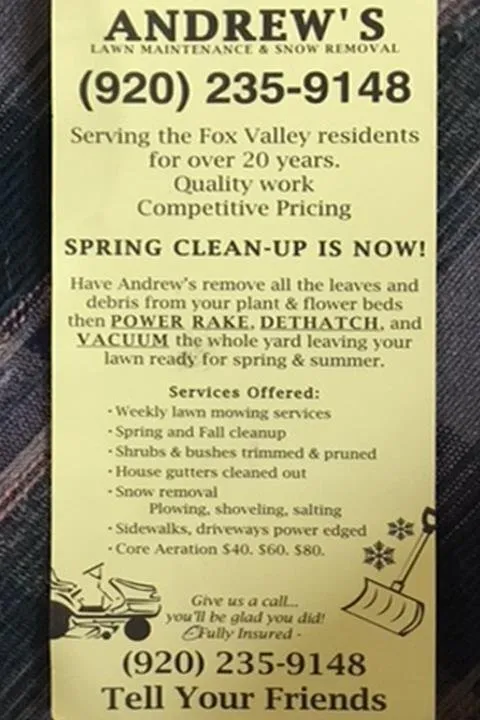 Top-rated yard cleanup service in Oshkosh, WI by Andrew's Lawn Maintenance & Snow Removal