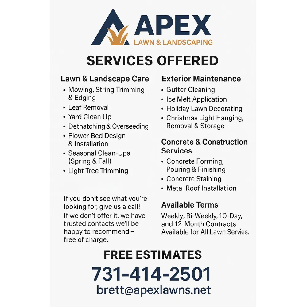 Reliable lawn care service experts serving Dyersburg, TN - Apex Lawn