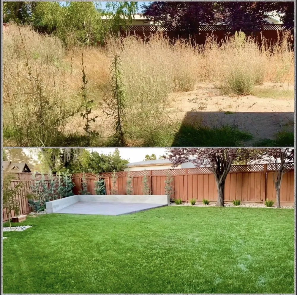 Custom landscape installation with custom design in Hesperia, CA by Applewood Landscaping