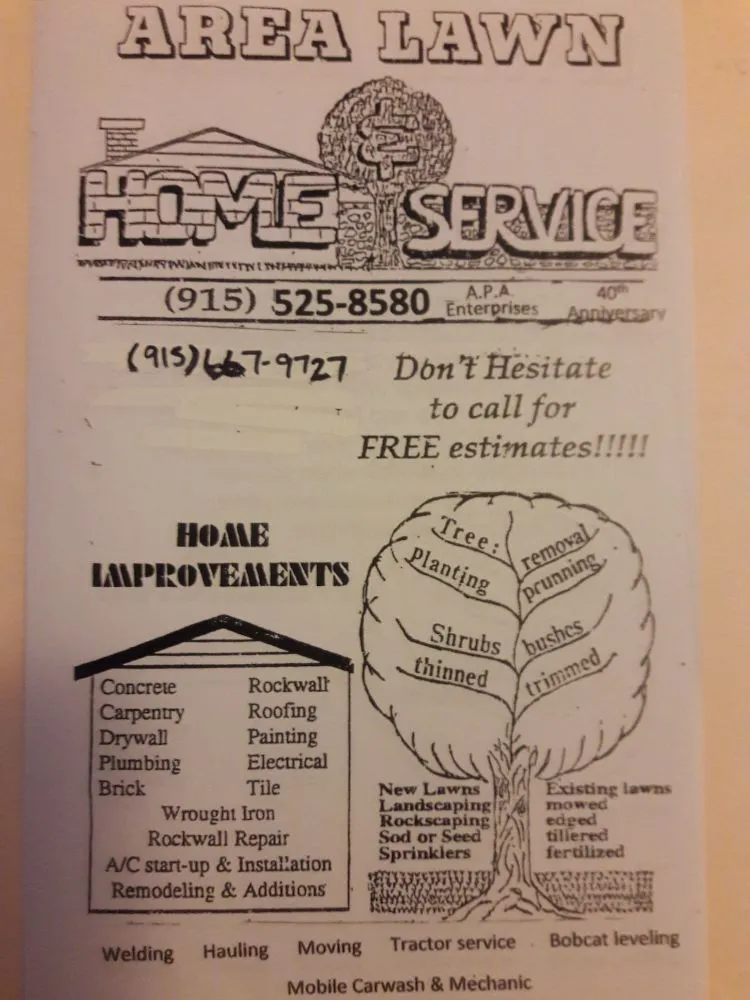 Local lawn mowing service in El Paso, TX by Area lawn and home service