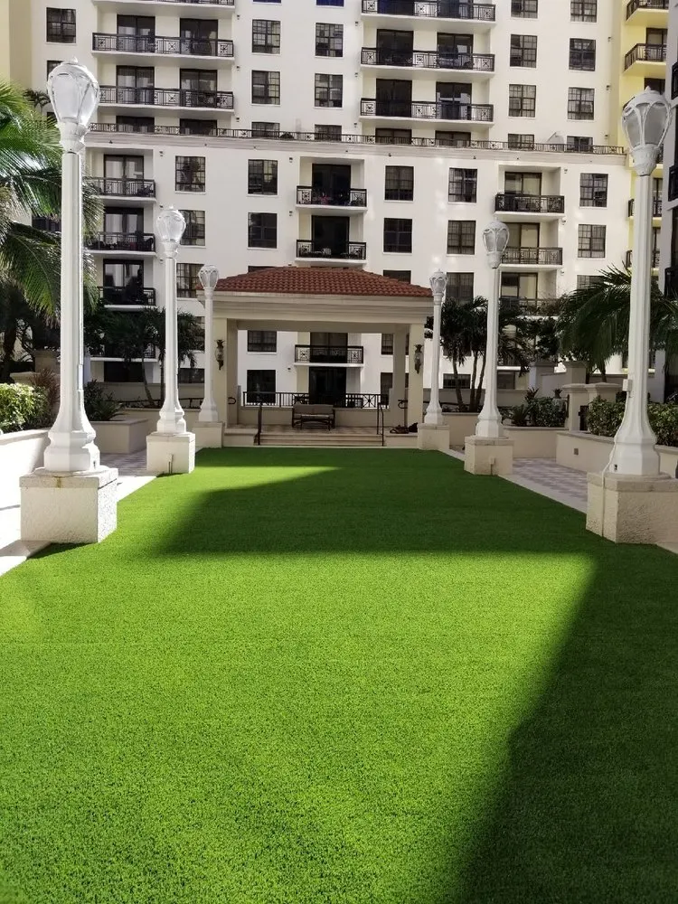 Custom outdoor landscaping with custom design in Naples, FL by Artificial Grass Pros