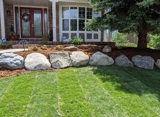 Custom lawn mowing service with custom design in Fort Collins, CO by Awakened Earth