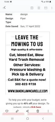 B and K Lawn care Logo