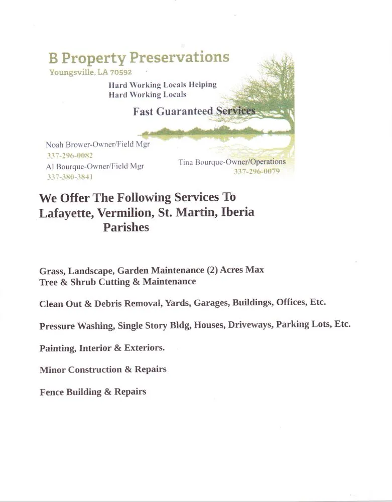 Reliable landscaping services in Youngsville, LA by B Property Preservations