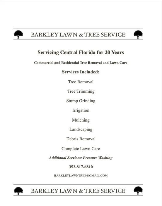 Trusted lawn care service for beautiful yards across Ocala, FL - Barkleys Lawn and Tree Service