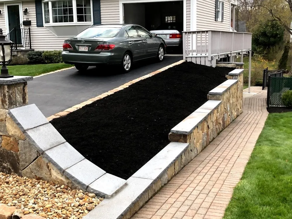 Expert landscape installation with custom design in Framingham, MA by Basic Landscape