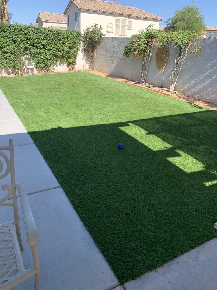 Custom lawn mowing service with custom design in North Las Vegas, NV by Battle Born Turf & Pavers