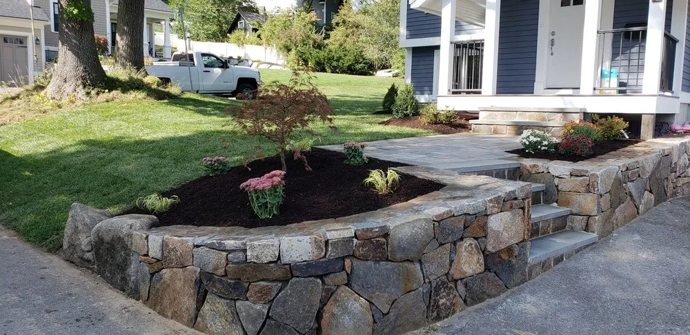 Custom lawn mowing service with custom design across Newbury, MA - BC Landscaping