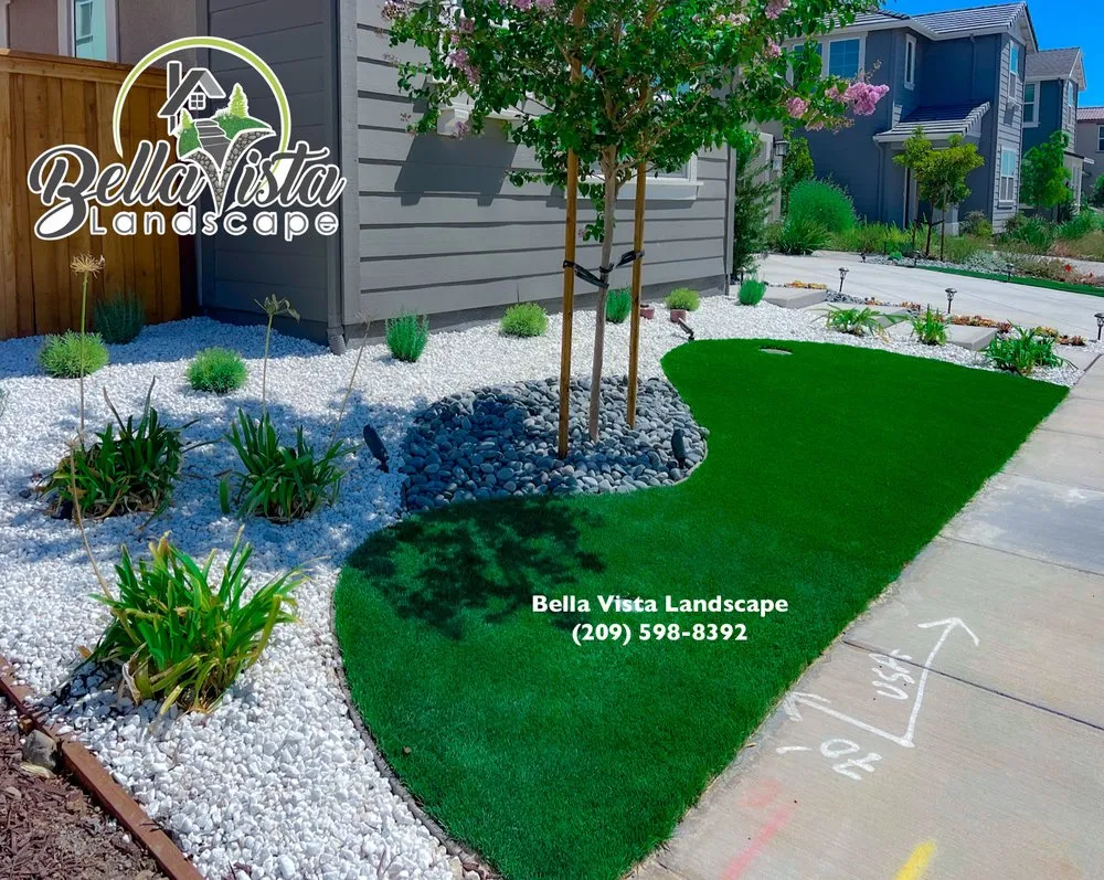 Professional landscape installation with custom design in Stockton, CA by Bella Vista Landscape