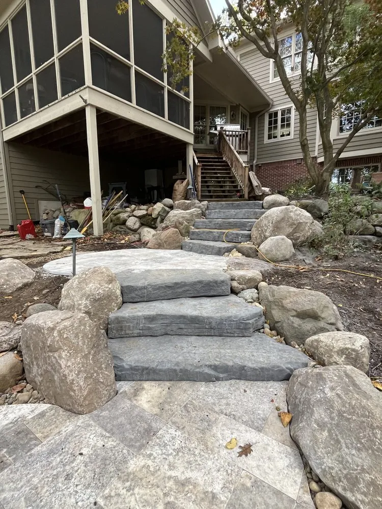 Custom outdoor landscaping in La Porte, IN by Bethel Natural Stone Masonry