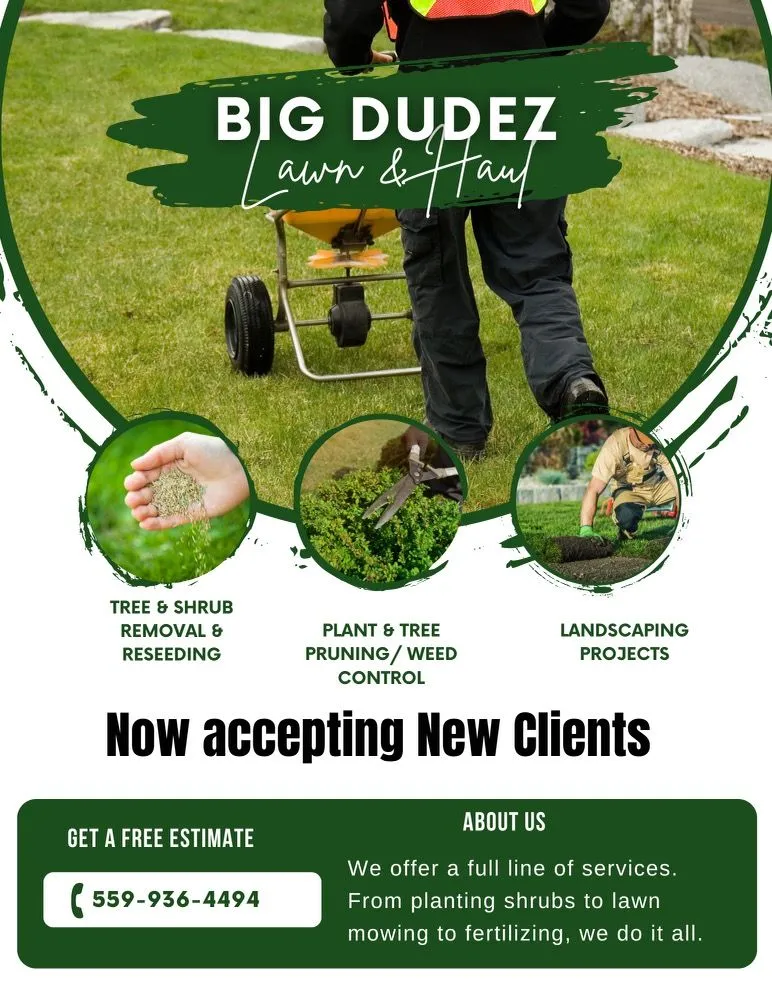 Affordable lawn mowing service with custom design across Visalia, CA - Big Dudez Lawn & Haul